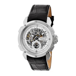 Carter Silver Skeleton Dial Black Leather Men's Watch HR2503