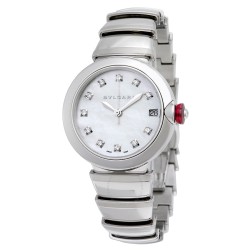 LVCEA Automatic White Mother of Pearl Diamond Dial Stainless Steel Ladies Watch 102199