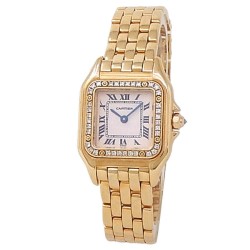 Pre-owned Cartier Panthere Quartz Diamond Silver Dial Ladies Watch WF3070B9