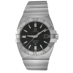 Pre-owned Omega Constellation Double Eagle Perpetual Quartz Black Dial Unisex Watch 1513.51