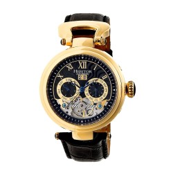 Ganzi Automatic Black Dial Black Leather Men's Watch HR3304