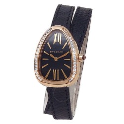 Pre-owned Bvlgari Serpenti Quartz Diamond Black Dial Ladies Watch 102918