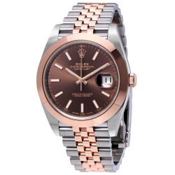 Datejust 41 Chocolate Brown Dial Steel and 18K Rose Gold Men's Watch 126301CHSJ