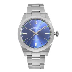 Pre-owned Rolex Oyster Perpetual Automatic Chronometer Blue Dial Men's Watch 114300 BLSO