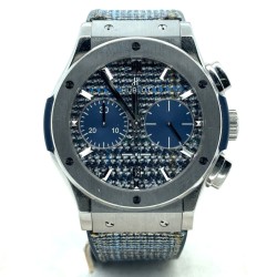 Pre-owned Hublot Classic Fusion Chronograph Automatic Chronometer Blue Dial Men's Watch 521.NX.2770.NR.JPN18