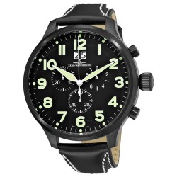 Chronograph Black Dial Black Leather Strap Men's Watch 6221-8040-BK-A1