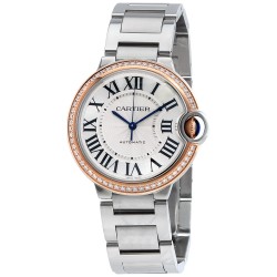 Pre-owned Cartier Ballon Bleu de Cartier Diamond Silver Dial Ladies Watch WE902081