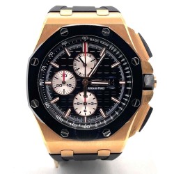 Pre-owned Audemars Piguet Royal Oak Offshore Chronograph Black (Mega Tapisserie pattern) Dial Men's Watch 26400RO.OO.A002CA.01
