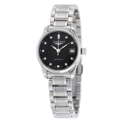 Master Automatic Black Diamond Dial Ladies Watch L2.128.4.57.6