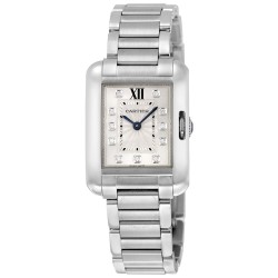 Pre-owned Cartier Tank Anglaise Diamond Silver Dial Ladies Watch W4TA0003