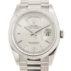 Day-Date 36 Automatic Silver Dial 18kt White Gold President Watch 128239SSP