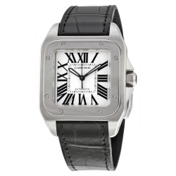 Pre-owned Cartier Santos 100 Silvered Opaline Dial Unisex Watch W20106X8