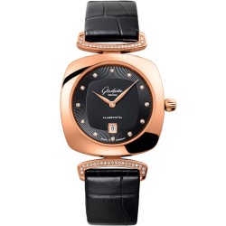 Glashutte Pavonina Quartz Diamond Black Dial Ladies Watch 1-03-01-28-05-30