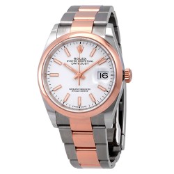 Datejust 36 Automatic White Dial Steel and 18k Everose Gold Men's Watch 126201WSO