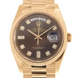 Day-Date Yellow Gold Dark-Grey Diamond Automatic Chronometer Ladies Watch 128238-0022