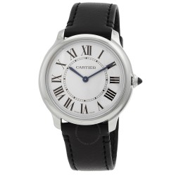 Pre-owned Cartier Ronde Must De Cartier Silver-tone Dial Men's Watch WSRN0031