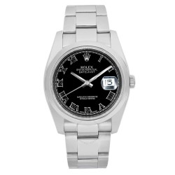 Pre-owned Rolex Datejust Automatic Chronometer Black Dial Men's Watch 116200 BKRO