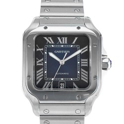 Pre-owned Cartier Santos Automatic Blue Dial Men's Watch WSSA0030