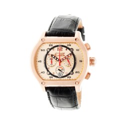 Dash Chronograph Rose Dial Black Leather Men's Watch E712