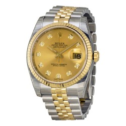 Pre-owned Rolex Oyster Perpetual Diamond Champagne Dial Men's Watch 116233-CDJ