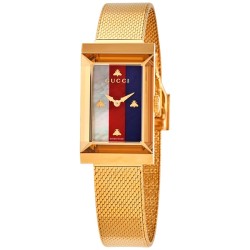 G-Frame Quartz White, Red, Blue Web Mother of Pearl Dial Ladies Watch YA147410