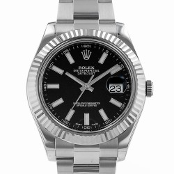 Pre-owned Rolex Datejust 41 Automatic Chronometer Black Dial Men's Watch 116334 BKSO