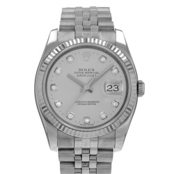 Pre-owned Rolex Datejust 36 Automatic Chronometer Diamond Silver Dial Men's Watch 116234 SDJ