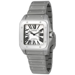Pre-owned Cartier Santos 100 Silvered opaline dial Dial Men's Watch W200737G